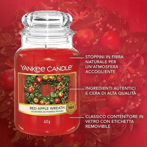 Yankee Candle Candela profumata in giara grande, Red Apple Wreath, Durata Fino a 150 Ore thumbnail 6