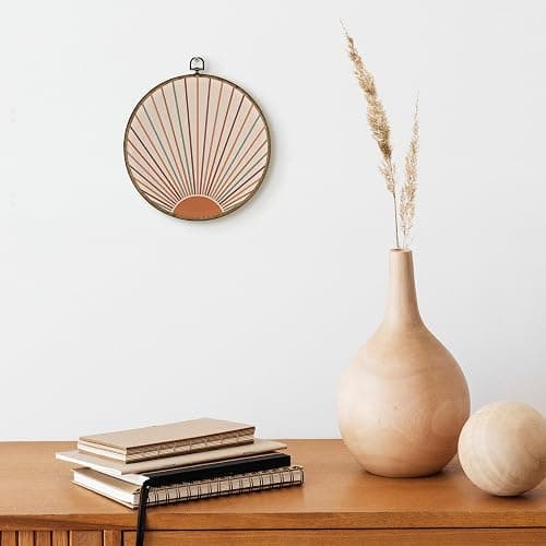TLESKE Orange Colorful Boho Sun Round Wall Art Decor Framed 10x10, Bohemian Sunshine Canvas Wall Art Prints Artwork, Abstract Minimalist Wall Hanging Room Door Decor Decoration for Bedroom Living Room thumbnail 3