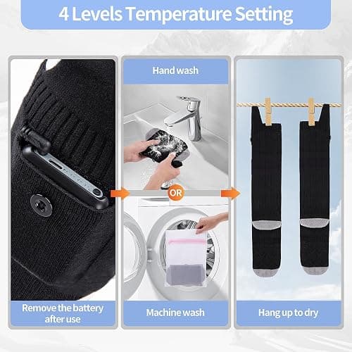 Heated Socks for Men Women - Rechargeable, Washable, Electric Heated Socks Up to 8 Hours with 4 Heating Levels for Hunting, Camping, Hiking, Skiing, Walking, Fishing, Cycling, Outdoor Work thumbnail 5