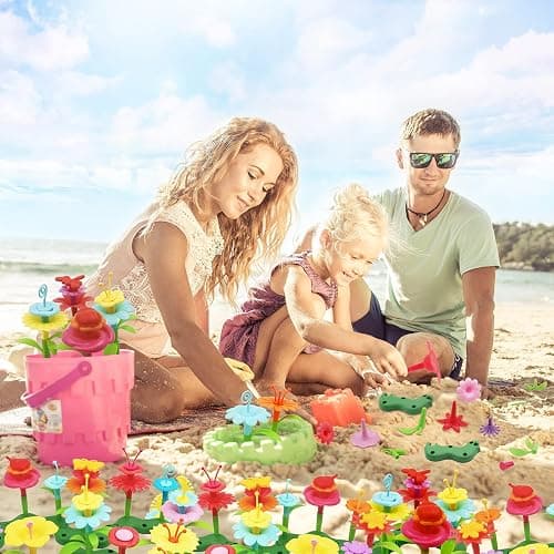 IQKidz 3-6 Years Old Toddler Toys - Flower Garden Building Toy with Insect Pegs, Educational Activity Gifts for Girls Preschool-Kindergarten, 153Pcs STEM Stacking Pretend Play Set thumbnail 2