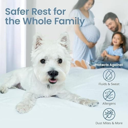 SafeRest Waterproof King Size Mattress Protector - Fitted with Stretchable Pockets - Machine Washable Cotton Mattress Cover for Bed thumbnail 5