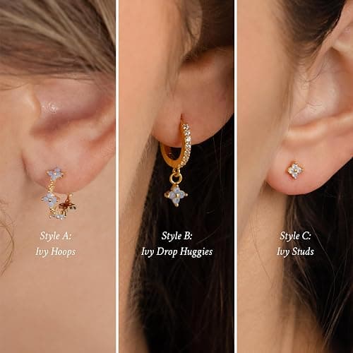 Sterling Silver Post Earrings for Women - Hypoallergenic Cartilage Earrings Dainty 14K Gold Plated Stud Huggie Hoop Earrings Dangle Chain Earrings Gold Plated Jewelry thumbnail 4