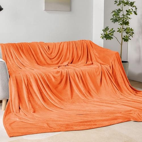 BEDELITE Big Fleece Blanket - 120" x 120" (10' x 10'), Super Soft Fluffy Fuzzy Oversized King Blanket for Bed, Couch, Sofa, Camping, Fits Whole Family, Orange thumbnail 3