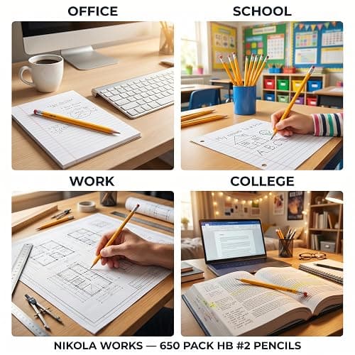 Nikola Works 650-Count #2 HB Pre-Sharpened Pencils with Erasers, Yellow thumbnail 4
