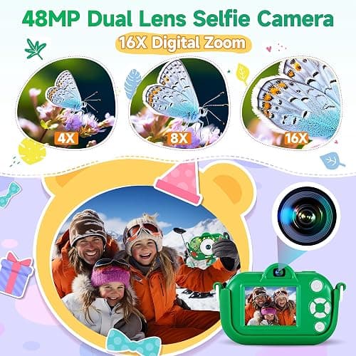 Kids Camera Boys Toys for 3 4 5 6 7 8 9 Years Old Boys, 48MP Dual Lens Kids Digital Camera Christmas Birthday Gifts, 1080P HD Video Selfie Toddler Camera with 32G SD Card thumbnail 3