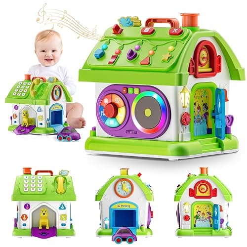 Talkfun Montessori Toy for 1 Year Old Girl Boy Gifts, Musical Baby Toy 9-12-18 Month, Bilingual Educational Toddler Toy Age 1-2, First Birthday Gift for 1 Year Old Girl Boy (Green) - Image 1