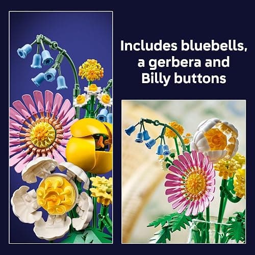 LEGO Botanicals Petite Sunny Bouquet Flower Set - DIY Floral Arrangement - Home Decor - Gift for Birthdays - Building Toy for Kids 9+ - Faux Bluebells, Tulip, Daisy, and More - 10347 thumbnail 4