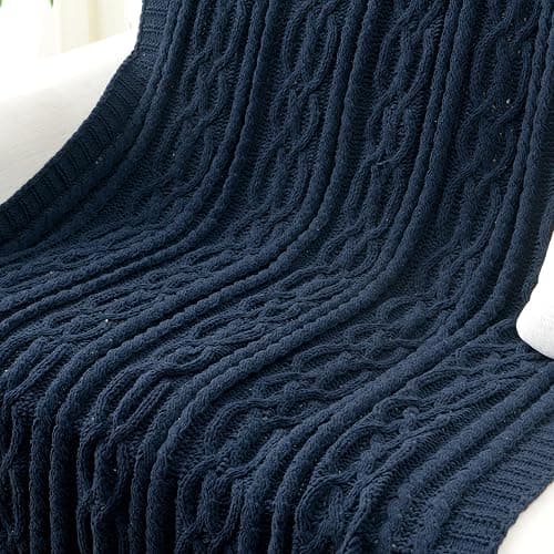 Battilo Navy BlueThrow Blanket for Couch, 51"x67", Chenille Knit Throw Blanket, Super Soft Warm Blanket, Decorative Christmas Textured Throw Blanket for Bed,Living Room thumbnail 6