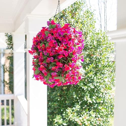 Faux Bougainvillea Artificial Flowers Plants for Outdoors Outside Decoration, 2pcs Fake Flowers Silk Long Trailing Vines UV Resistant Realistic for Front Door Porch Planter Urn Patio Balcony Yard, Mix thumbnail 5