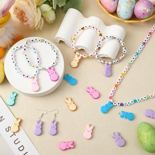 Augshy 64 Pcs Easter Bunnies Charms Resin Rabbit Beads Rabbits Ornament Pendant for Easter DIY Craft Bracelet Necklace Jewelry Making thumbnail 4