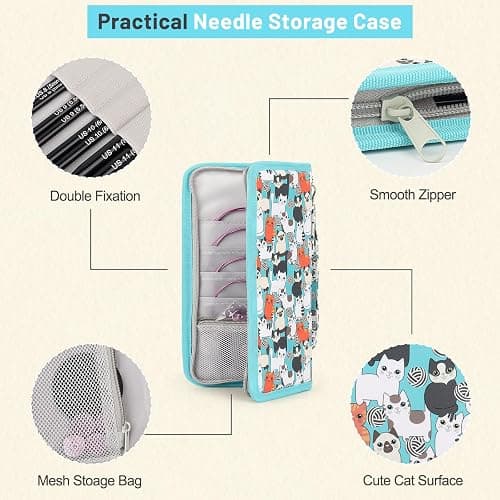 Aeelike Interchangeable Knitting Needles Set, 9 Pairs Circular Knitting Needles Aluminum (Size 3.0mm-8.0mm) with 4 Cables Accessories and Cute Storage Case for Socks Blankets Cushions, Ideal Gift thumbnail 6