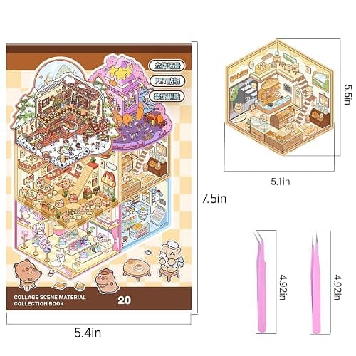 20 Sets DIY 3D Sticker Scene Collection Book for Kids Adults Cute Make Your Own Shop House Stickers for Gifts Stickers Therapy for Adult Relief Stress Pass The Time Play Park Hamburg Castle Library thumbnail 2