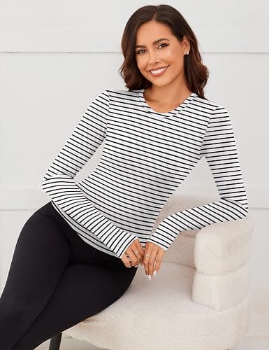 Rapbin Thermal Shirts for Women Long Sleeve Tops Ladies Fleece Undershirt for Winter Cold Weather with Thumb Holes XS-L thumbnail 5