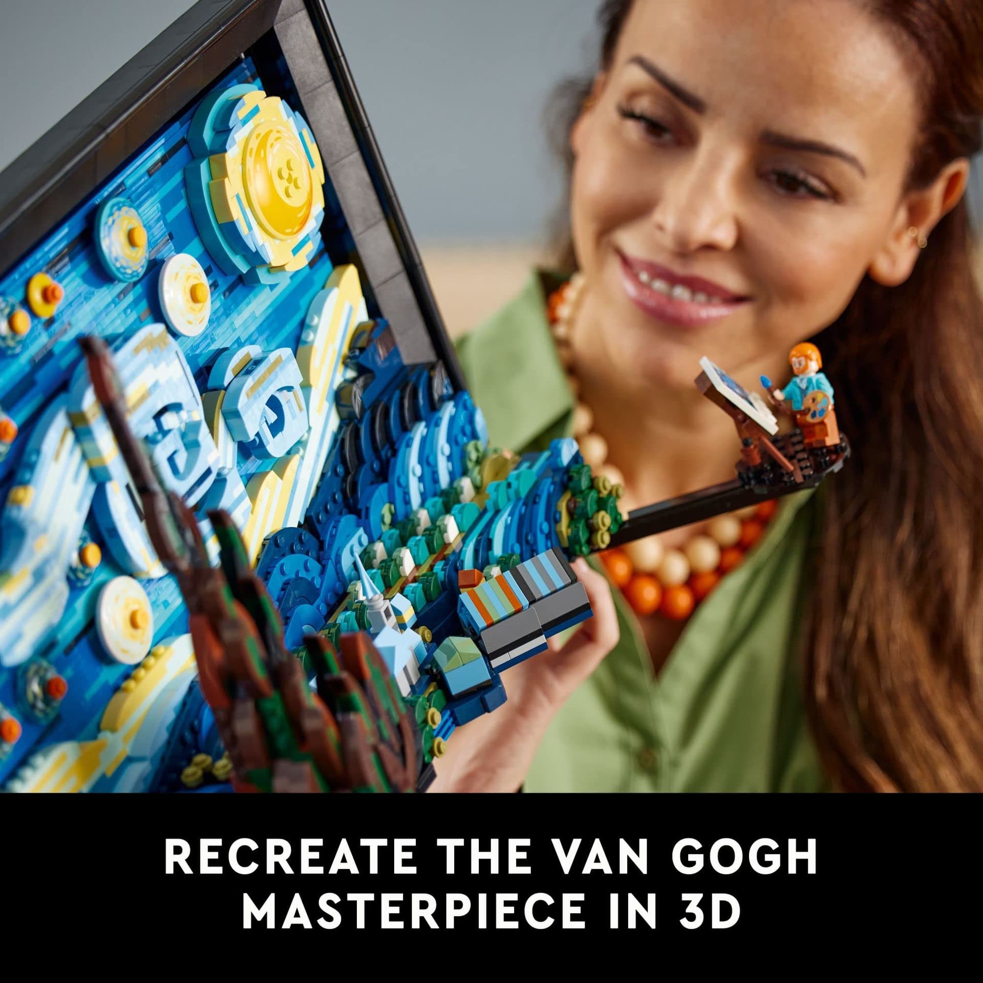 LEGO® Ideas Vincent Van Gogh: La Noche Estrellada; diseño de Interiores con una Figura de colección para Recordar y admirar Las memorables Creaciones del reconocido Pintor Vincent Van Gogh 21333 thumbnail 5