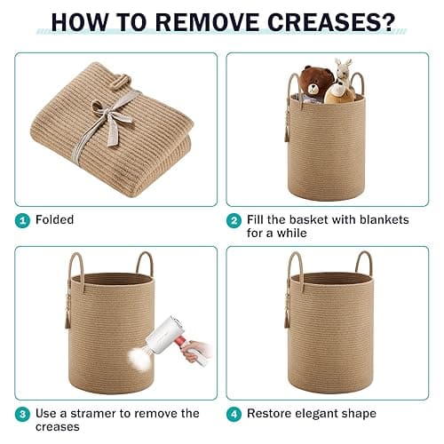 Jute Rope Laundry Hamper Basket by YOUDENOVA, 58L Tall Laundry Basket, Baby Nursery Hamper for Blanket Storage for Bedroom-Large-Jute - Tall (58L ) - Jute Brown thumbnail 8