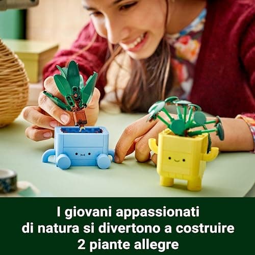 LEGO Botanicals Piantine Felici Giocattolo - Kit di Arti e Mestieri per Bambine con 2 Piante Artificiali, 2 Vasi di Fiori e Facce Intercambiabili - Regali per Ragazze da 9 Anni Fan della Natura, 10349 thumbnail 5