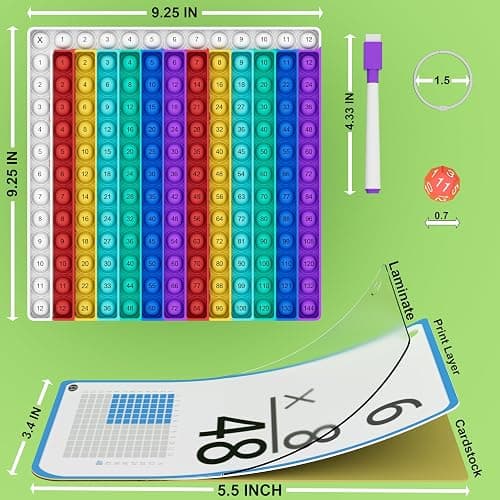 COOVA Multiplication Flash Cards + Multiplication Chart - Math Manipulatives Fact Cards - Mutiplication Game Flashcards - Times Table Multiplication Flash Cards 3rd Grade, 4th, 5th, 6th Grade - Multiplication Flash Cards thumbnail 3