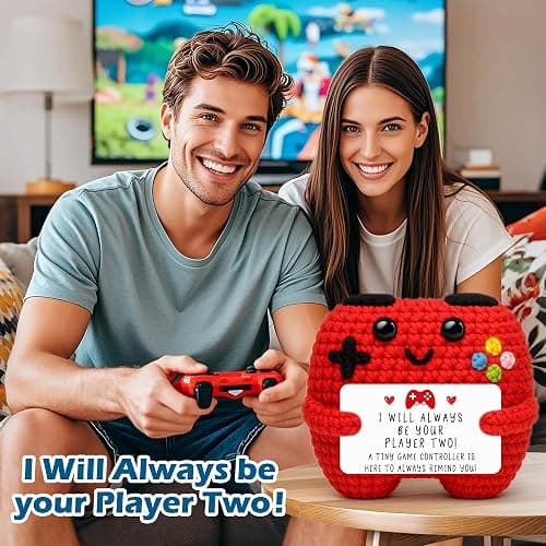 Handmade Crochet Game Controller Décor, Romantic Gift for Couples, Valentine’s Day, Anniversary, Cute Desk Decoration, Gaming Room Accessories Stuff, Handmade Home Décor for Boyfriend Girlfriend thumbnail 7