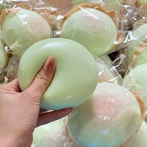 Cheese Slow Rising Squishy Toy, Soft Foam Stress Relief Squeeze, Sticky Food Squishies, Bread and Butter Squishy Style for Desk Decor or Gift (Green) thumbnail 7
