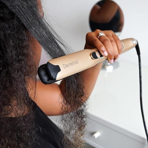 Demeliss - Lisseur Vapeur Titanium V2.0 - Plaques Flottantes Fines, Légères et Ergonomiques - Vapeur Ultra Puissante - Fer à Vapeur 2 en 1 Lisseur/Boucleur - Tous Types de Cheveux thumbnail 2