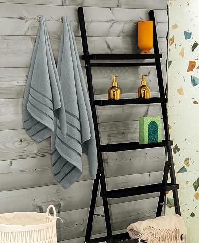 Utopia Towels 8 Piece Luxury Towel Set, 2 Bath, 2 Hand, and 4 Wash Cloths, 600 GSM Ring Spun Cotton, Highly Absorbent Viscose Stripe Towels, Ideal for Everyday use, Cool Grey thumbnail 8
