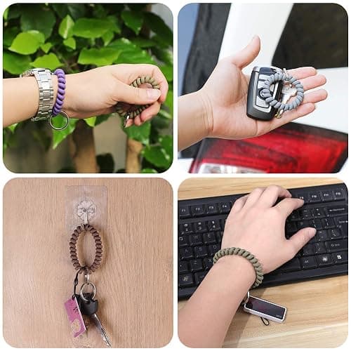 LGEGE 6PCS Stretchable Wristband Wristlet Keychain Wrist Key Chain Wristlet,Spring Flexible Spiral Wrist Coil ​Wrist Key Holder Key Ring for Sauna Gym Pool ID Badge and Outdoor Sports thumbnail 6
