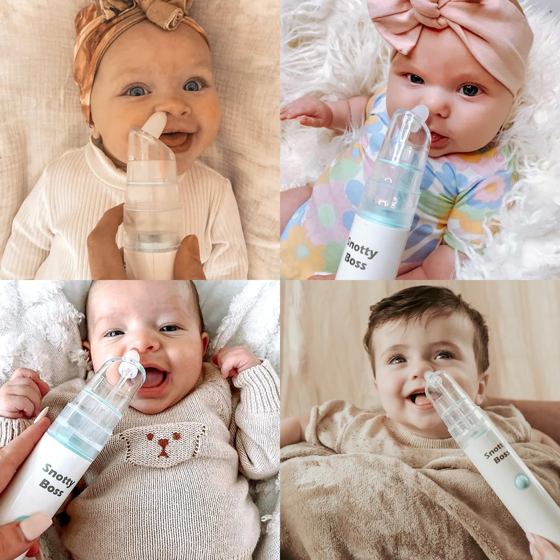 Snotty Boss Baby Nasal Aspirator - Electric Nose Sucker for Baby - Auto Snot & Nose Cleaner Kit with 4 Silicone Tips, Carry Bag & Saline Spray Bottle - AA Battery Operated - Australian Owned thumbnail 8