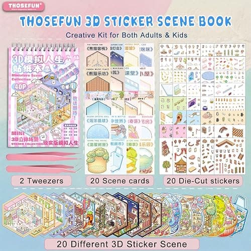 3D Sticker Scene Book for Adults & Kids, 20 DIY House Stickers Therapy - Make Your Own House Room Landscape Scenes Fun Gift Idea for Girls thumbnail 8