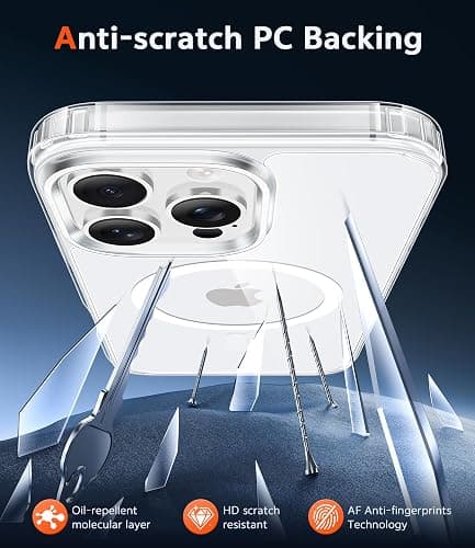 FNTCASE for iPhone 16 Pro Case: Clear Magnetic Phone Cases with Screen Protector Slim Anti Yellowing Rugged Shockproof Protective Transparent Cell Phone Cover (A-Clear) thumbnail 5