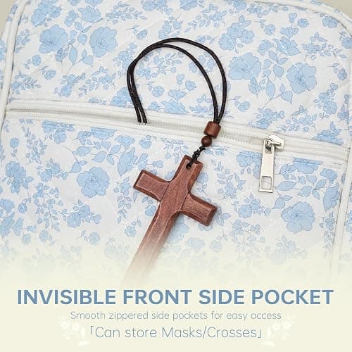 Bible Bag Cover Case for Women Study Supplies Kit Church Book Holder | Bible Study Supplies w/ Tabs Pens Portable Church Book Quilted Large Carrying Case Christian Gifts for Women Girls thumbnail 6