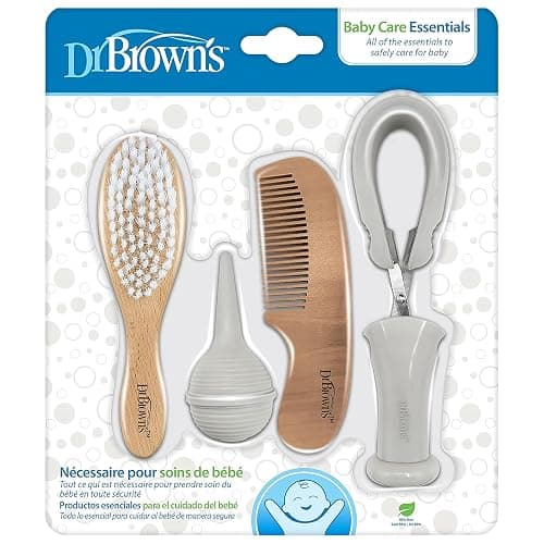 Dr. Brown's Baby Care Essentials Kit, Nail Scissors with Case, Nasal Aspirator, Cradle Cap Brush and Comb, BPA-Free - Image 1