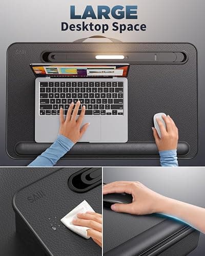 SAIJI Lap Desk with LED Light, Portable Laptop Tray with Cushion - Fits Up to 17" Laptops & MacBook, Lap Table Stand for Bed and Couch, Lap Desk for Writing and Reading thumbnail 4