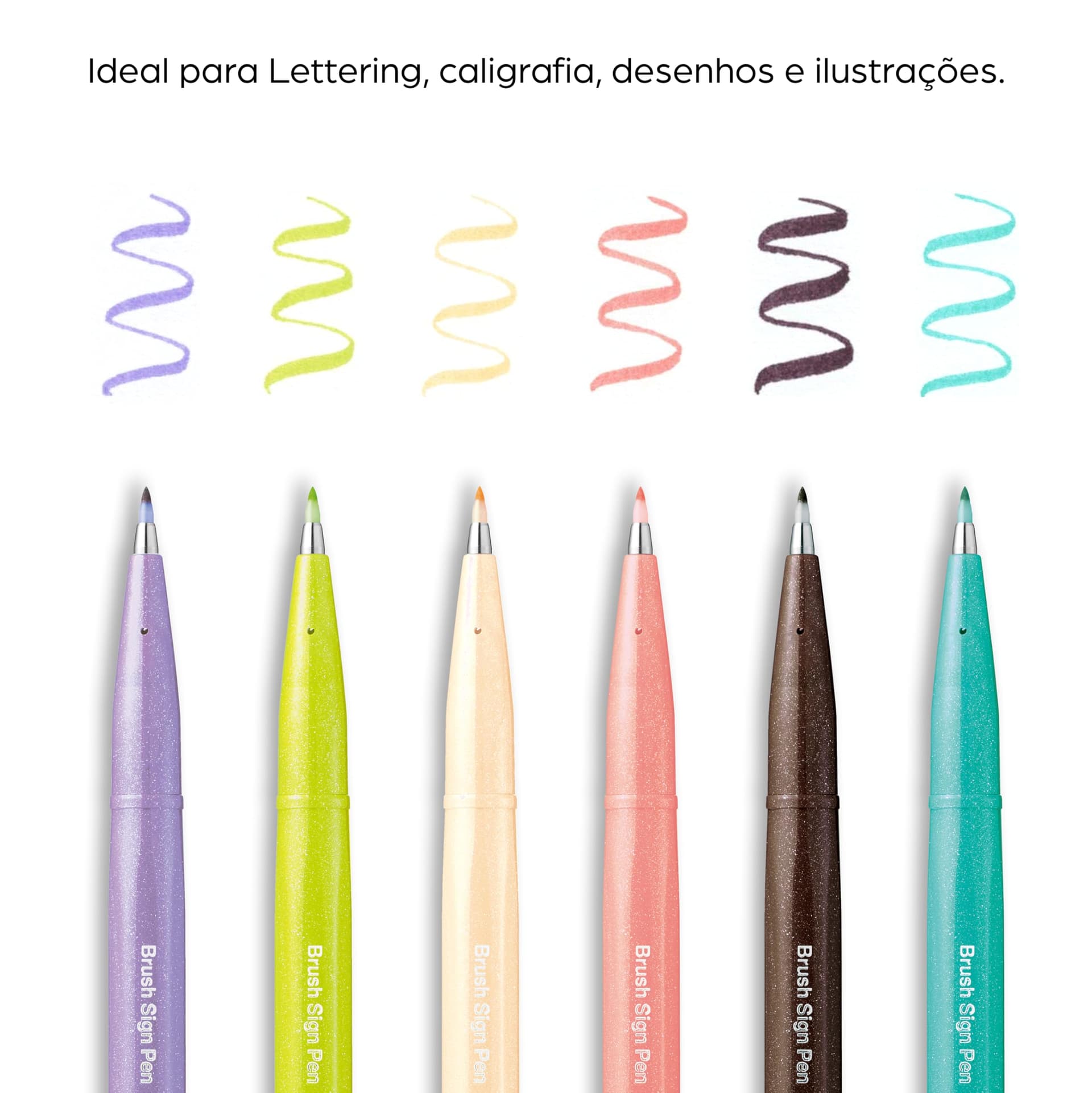 Pentel Kit Caneta Brush Sign Pen 6 Unidades KITBRUSH-6V thumbnail 2