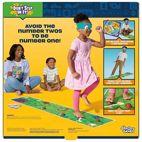 Hasbro Gaming Don't Step in It! Preschool Game I Blindfolded, Poop Party Game | Spinner with 8 Fun Animal Moves | Ages 4+| 1+ Players I Funny Kids Board Games thumbnail 3