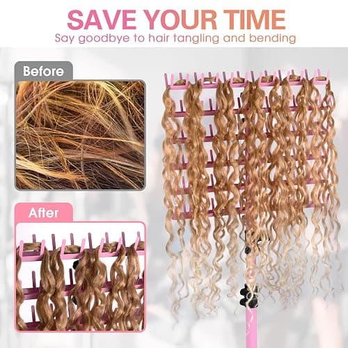 Klvied Braiding Hair Rack Standing 144 Pegs, Heavy Duty Hair Racks for Braiders Standing, Hair Divider Rack for Braiding Hair Separator, Braiding Rack with Carrying Bag and Hair Braiding Tools, Pink - Pink thumbnail 4