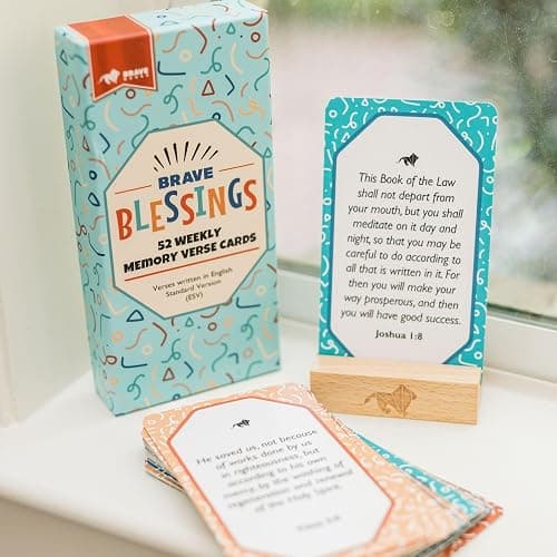 Brave Blessings Bible Verse Cards for Kids: Memory Verses, Flash Cards | ESV Translation, Set of 52 Verse Cards, Includes Wooden Display Stand for Daily Scripture Memory thumbnail 7