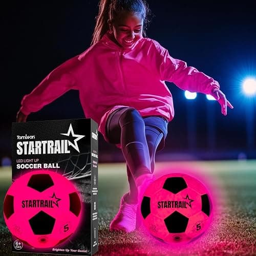 Glow in the Dark Soccer Ball | Sports Gift for Girls Ages 6-15 | LED Light-Up Ball with 3 Extra Batteries and Pump | Pre-Installed Batteries | Size 5 | Indoor & Outdoor Fun Gift for Kids & Teens 8-15 thumbnail 9