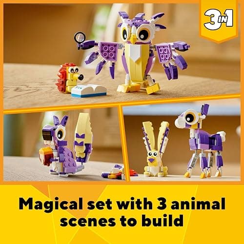 LEGO Creator 3 in 1 Fantasy Forest Creatures, Woodland Animal Toys Set Transforms from Rabbit to Owl to Squirrel Figures, Gift for 7 Plus Year Old Girls and Boys, 31125 thumbnail 2