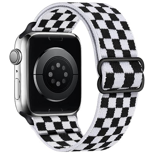 MITERV Stretchy Nylon Loop Bands Compatible with Apple Watch 38mm 40mm 41mm 42mm 44mm 49mm Adjustable Soft Elastics Strap Compatible with Apple Watch SE Ultra iWatch Series 8/7/6/5/4/3/2/1 (Black and - Image 1