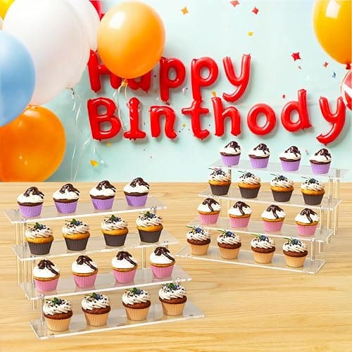 4 Tier Acrylic Display Risers, Clear Perfume Organizer Stand, Large Cupcake Stand Holder, Dessert Display for Party, Display Shelf for Figure and Collection, Riser Stand for Decoration and Organizer thumbnail 2