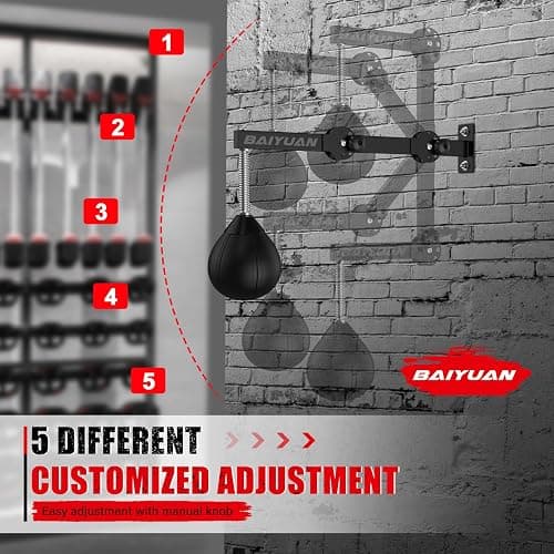 Speed Bag Boxing Punching Bag, Wall Mount Height Adjustable & Fold Speed Bags for Boxing, Wall Bracket Boxing Reflex Ball, Boxing Bag as Adults Teens and Kids, Fits Home Gym Workout thumbnail 2
