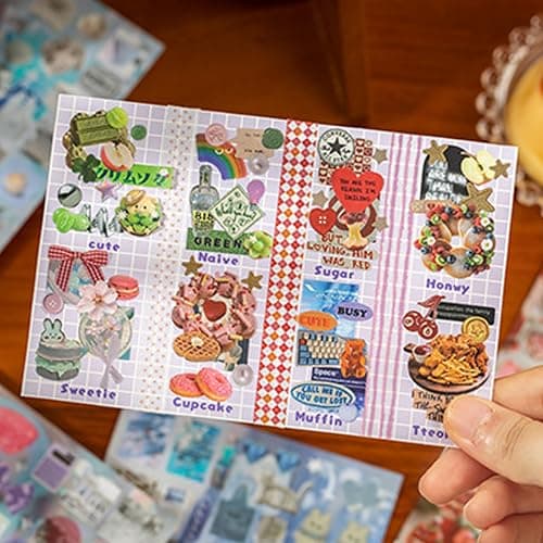 30 Sheets Japanese Aesthetic Sticker Book with Hard Matte Cover, Dreamcore Ocean Theme Foil & Texture Stickers for Journaling, Scrapbooking & Planner Decoration thumbnail 7