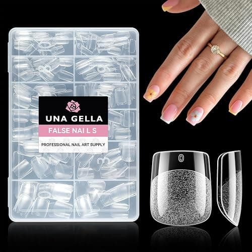 UNA GELLA Extra Short Square Nail Tips XS 216pcs Pre-shape Extra Short Square Press on Nails Gel Tips Full Cover Acrylic Nails False Nails For DIY Salon 12 Sizes - Image 1