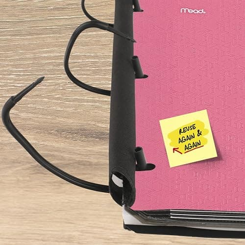 Five Star Flex Refillable Notebook + Study App 1.5 Inch O-Rings Binder with Pockets Tabs and Dividers, 300 Sheet Capacity, Includes 80 Sheets 8.5" x 11" College Ruled Paper, Prom Pink (293240R) thumbnail 6