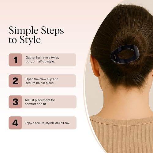 Kitsch Small Flat Claw Clips for Women - Stylish Flat Hair Clips, Strong Hold for Thick & Fine Hair | Non-Slip for Secure, Comfortable All-Day Wear | Ideal Gifts for Women - Black thumbnail 6