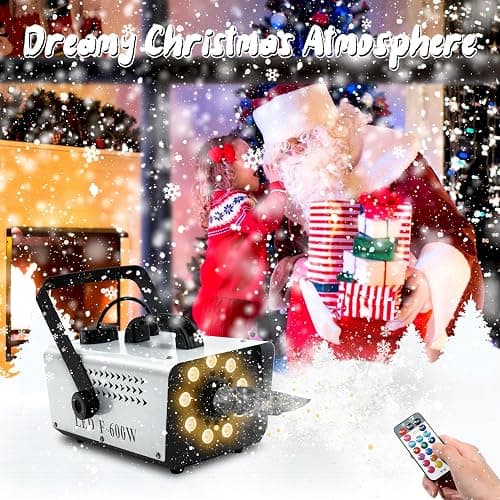 TCFUNDY Snow Machine with 9 LED Lights, 600W Snow Making Machine with 12 Color Lights Effect Snowflake Maker for Christmas Wedding Kids Party Stage with Remote Control thumbnail 2