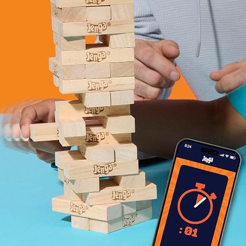 Hasbro Gaming, Jenga con Dado Digitale, Gioco di Impilamento, Ideale per Famiglia e Amici, per Bambini e Bambine dai 6 Anni in Su, Contiene 54 Mattoncini in Legno, per 1 o Più Giocatori thumbnail 10