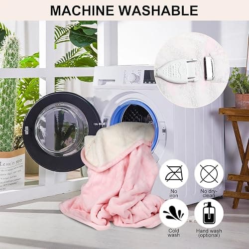 YANYEA Electric Heated Throw Blanket Sherpa 50"x60" Pink Machine Washable 6 Heat Settings 4 Hours Auto Off Overheat Protection for Home Office Use thumbnail 7