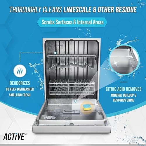 Dishwasher Cleaner And Deodorizer Tablets - 24 Pack Deep Cleaning Descaler Pods for Dish Washer Machine, Heavy Duty, Septic Safe, Natural Limescale Remover, Calcium, Odor, Smell - 12 Month Supply - Fresh Dishwasher Cleaner Tablets thumbnail 3