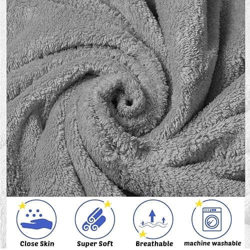 Reginary 4 Pack Baby Hooded Towels Coral Fleece Baby Bath Towels 30 x 30 Inch Soft Absorbent Hooded Bath Blanket for Newborn Toddler Infant Boy Girl Shower Gift Supplies (Gray) thumbnail 5